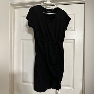 Design 365 Black Washed Fitted Dress with Adjustable Slit - Size L - Sexy & Chic
